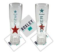 RoxleyLtd Roxley X2 Heineken Silver NUCLEATED Lager Pint Glass Beer Man Cave Lager 56cl