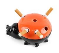 RoxNvm Ashtray with Lid, Ladybug Ceramic Ash Tray Windproof with Cute Decor, Funny Ashtrays for Outside Inside, Odor-Free Ashtrays for Patio Garden and Home