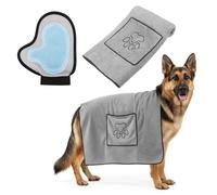 RoxNvm Dog Towels for Drying Dogs, Super Absorbent Microfibre Dog Towel with Pet Hair Removal Glove, Fast Drying Dog Drying Towel, Dog Washing Gloves, Large Pet Towel for Dogs Cats Bath Accessories