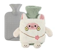 RoxNvm Hot Water Bottle, 1L Hot Water Bottle with Cover, Leakproof Hot Water Bag with Hand Pocket, Luxury Cosy Furry Soft Small Hot Water Bottles for Adults Women Men Shoulder Hand Back Legs (F)