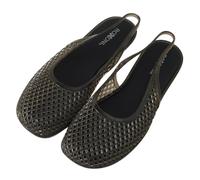 Roxoni Women’s Jelly Slingback Flats Breathable Mesh Sandals Lightweight Slip On Summer Beach Casual Shoes, Smoke Black, 9 UK