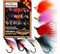 RoxSar Fly Shop Steelhead & Salmon Deadly 24pk | an Exclusive Assortment of Fly Fishing Flies Proven Nationwide to Be Deadly for Both Steelhead & Salmon. Hand Tied in House to Perfection!