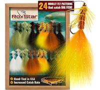 RoxStar Fly Shop | 24pk Wooly Bugger Flies Assortment | Hand Tied with Platinum Select Marabou | We Have Mastered The Woolly Bugger - The Results are Unmatched! Tied in House - Never Outsourced!