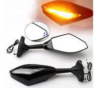 ROXTAN Side Mirrors Motorcycle Turn Signal Indicator Rear View Mirror For Honda CBR1000RR For YAMAHA R6 R3 R1 R25 For KAWASAKI For NINJA 250/300 ZX6 (Color : BLACK 1)