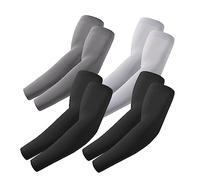 ROXUN 4 Pairs Arm Sleeves Gaming UV Sun Protection Compression Volleyball Sleeve for Men/Women 2 Black+Dark grey+Light grey
