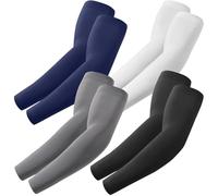 ROXUN 4 Pairs Arm Sleeves Gaming UV Sun Protection Compression Volleyball Sleeve for Men/Women Black+White+Dark grey+Navy