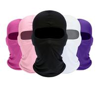 ROXUN Balaclava Ski Mask, 5 Pack Neck Gaiter Motorcycle Scarf, Summer Cooling UV Protector for Men/Women Black+White+Pink+Light Pink+Purple