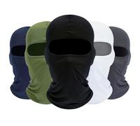 ROXUN Balaclava Ski Mask, 5 Pack Neck Gaiter Motorcycle Scarf Summer Cooling UV Protector Men/Women, Black+white+navy Blue+army Green+dark Gray, One size