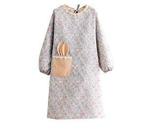 ROXXR Women's Apron with Sleeves Apron Painting Apron with Pocket Kitchen Apron Bib Apron Cooking Apron Blue