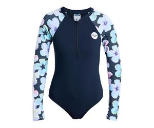 Roxy Active - Women's Long Sleeve One Piece Swimsuit ERJWR03927, Anthracite Im Flower Real, XL