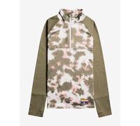 Roxy Big Gel Half Zip Long Sleeve Top Dark Green White Pink Women - S