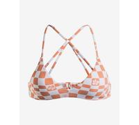 Roxy Check It 2 Bikini Top Orange White Women - XS