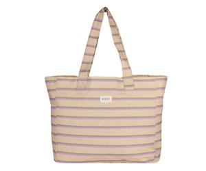 Roxy Cotton Tote Bag | Everyday Carry | Beach | Travel | Vacation | Reusable | Lightweight, Sweeter Than Honey - Banana Cream Stripe, One Size
