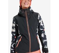 Roxy - Softshell Ski Jacket - Freejet Mountain Static True Black Big Flower for Women - Size S Black S