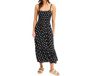 Roxy - Lightweight dress - Sunrise Coastline Printed Midi Dress Anthracite Hibiscus Dots for Women - Size S - Black Black S