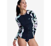 Roxy - Long-sleeved Lycra top - LS Zip Lycra Anthracite Spirng Charming for Women in Recycled Polyester - Size M - Black Black M