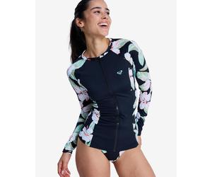 Roxy Ls Licra Zip Long Sleeve T-Shirt Navy Blue Green Pink Women - XL