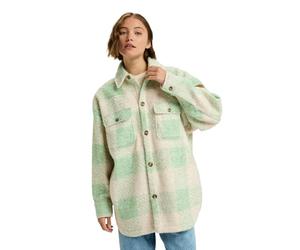 Roxy Over And Above - Check Plaid Polar Fleece Shirt Jacket - Women - Green