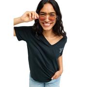 Roxy Short-Sleeved T-Shirt VL Slow Life V Neck Womens Black
