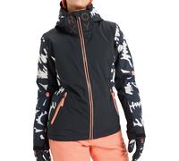 Roxy - Softshell Ski Jacket - Freejet Mountain Static True Black Big Flower for Women - Size L Black L