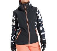 Roxy - Softshell Ski Jacket - Freejet Mountain Static True Black Big Flower for Women - Size M Black M