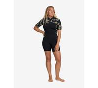 Roxy 2/2Mm Swell Natural - Women Black Short Sleeve Back Zip Springsuit