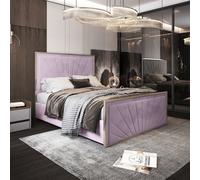 Roxy Upholstered Soft Velvet Metal Pink Bed Frame