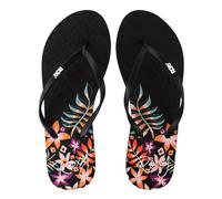 Roxy Viva Stamp II Womens Black Flip-Flops - Black/Multicolour - Size UK 3