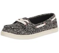 Roxy Women's Ahoy Slip on Boat Shoe Sneaker, Black Print Shadow, 4 UK
