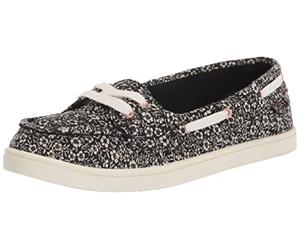 Roxy Women's Ahoy Slip on Boat Shoe Sneaker, Black Print Shadow, 4 UK