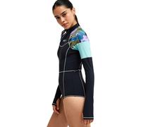 Women's Long Sleeve Zipped Back One Piece Swimsuit Roxy Roxy Active Pt Onesie Noir 2XL