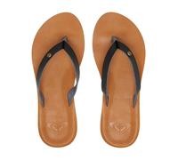 ROXY WOMENS FLIP FLOPS.NEW JYLL BLACK FAUX LEATHER THONGS GIRLS SURF SANDALS S25