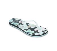 ROXY WOMENS FLIP FLOPS.NEW MAURICIA FLORAL BEACH THONGS BLACK FLAT SANDALS S26