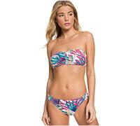 Roxy Women's Into The Sun Bandeau Bikini Set - White, X-Small (Medium Waist, D Cup, High Support, Stretch)