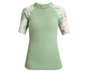 Roxy Womens Into The Sun Short Sleeve Rash Vest - Foam Green Coastal Green - XS