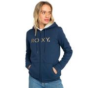 Roxy Womens Itia Zip Sherpa Logo Pullover, Mood Indigo, XL EU