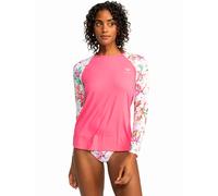 Women's Roxy Womens Printed Swim UV Protect Long Sleeve Rash Vest - White Tropical Swim - Size: 10/8
