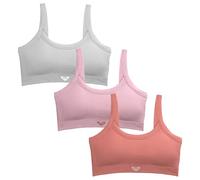 Roxy Women's Seamless Bras Ribbed Lounge Wirefree Bralette Set, 3-Pack, Desert Princess/Pink Brocade/Lt Bleach Heather, M