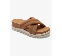 Roxy Womens Slip On Sandals Black Brown Platform Soft Suede Leather Lightweight