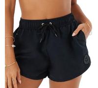 Roxy Women's Standard Beach Casual Loose Fitted, Elastic Waist Drawcord Swim Shorts, Quick-Dry, Black, Large
