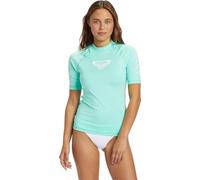 Roxy Women's Whole Hearted Short Sleeve Rashguard Rash Guard Shirt, Opal, Medium