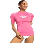 Roxy Women's Whole Hearted Short Sleeve Rashguard Rash Guard Shirt, Shocking Pink 241, XL