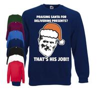 Roy Keane Christmas Jumper | Praising Santa For Delivering Presents That’s His Job | Sweater Sweatshirt Funny Ugly Xmas Gift (UK, Alpha, M, Regular, Regular, Navy)