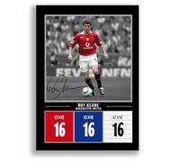 Roy Keane Manchester United Signed Poster Print Framed Autograph Gift Captain Legend Ireland Memorabilia (Black A4 Poster Only)