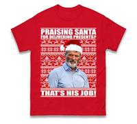 Roy Keane Praising Santa for Delivering Presents Thats His Job! Christmast Shirt, Unisex Xmas Tee Top Red