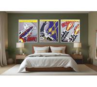 ROY LICHTENSTEIN As I Opened Fire - 3x A0 Canvas - Triptych mounted on pine frames readu to hang BensArt Triptych set 3 Three Stretched Mounted Multi Panel Wall Art Classic Picture Arts Abstract Artw