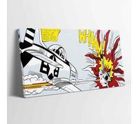 Roy Lichtenstein Whaam! Pop Art Stretched Canvas Modern Wall Art Picture Print Movie Fans Home Office Hotel Decoration Multiple sizes Ready to Hang (24x12inch / 61x30cm)