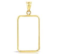 Roy Rose Jewelry 14K Gold Tab Back Frame Pendant for Swiss Pamp Suisse Credit Bar | Open Bezel for Jewelry Making, Gold Charms, Necklace Charms, and Bezels for Crafting & Accessories, 1 gram, Yellow