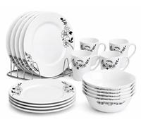 Royal 16 Piece Spring Blossom Porcelain Dinner Set | 4 Plates, Bowls and Cups | Party Dinnerware | Service Set for 4 | Dishwasher and Microwave Safe | Kitchen & Dining (Spring Blossom)