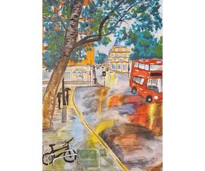 Royal Academy of Arts, Bibi, Age 12, Rainy London, Blank Single Greeting Card, (12x 17cm)